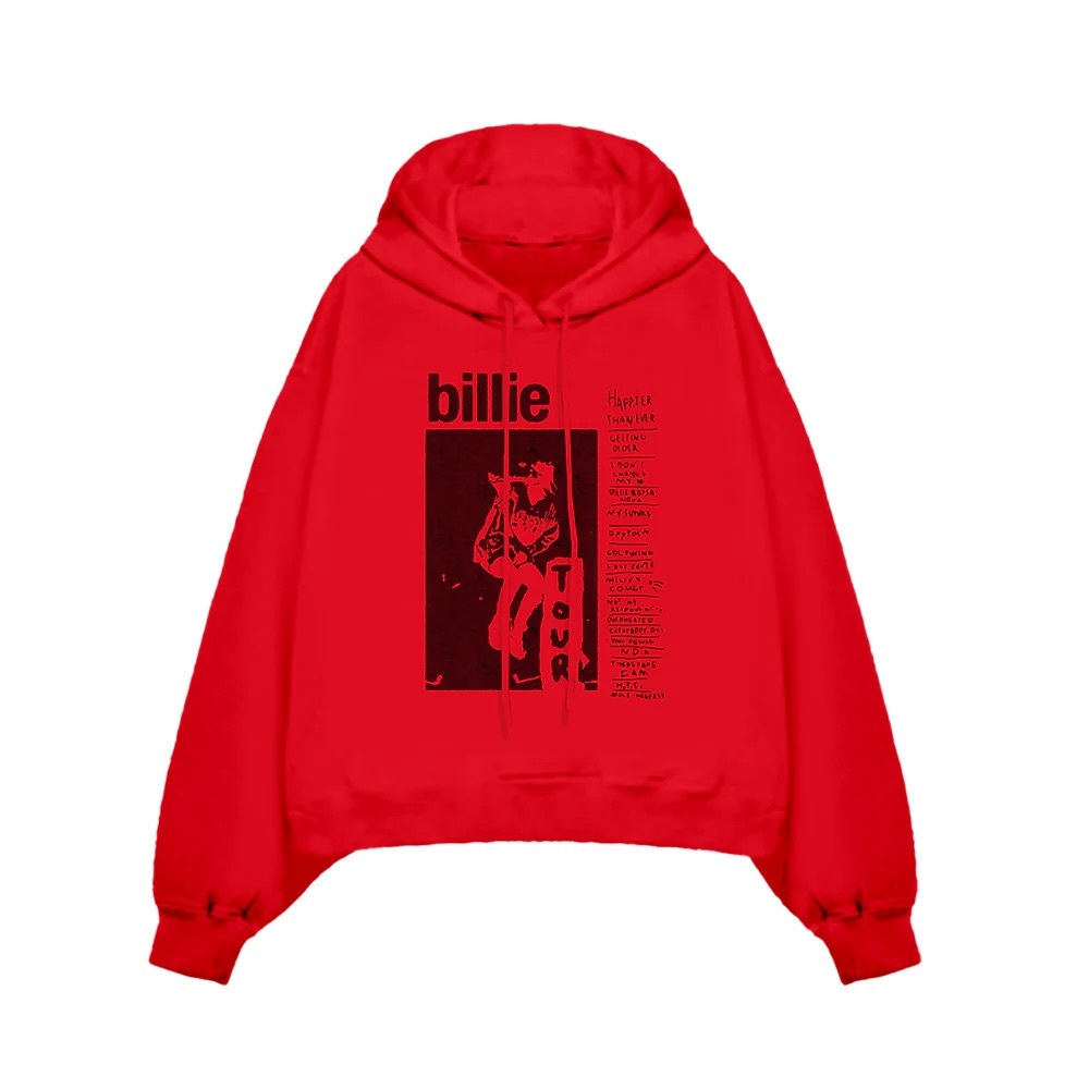 Billie Eilish Happier Than Ever Get Involved Red Tour Hoodie XL